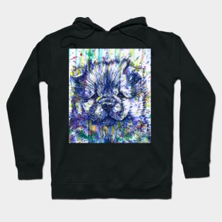 CHOW CHOW PUPPY - watercolor and ink portrait Hoodie